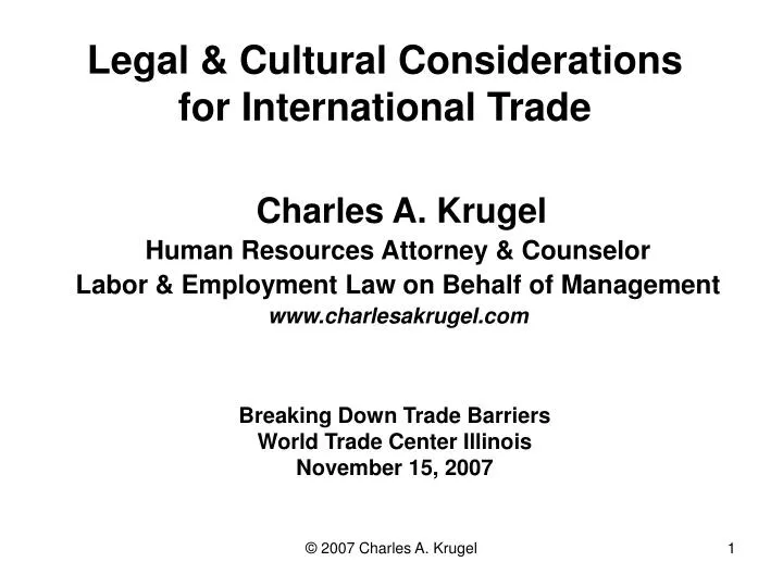 legal cultural considerations for international trade