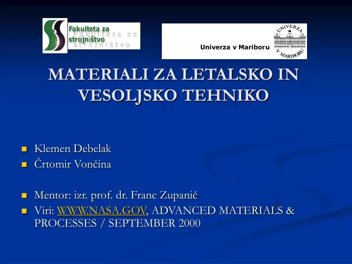 materiali za letalsko in vesoljsko tehniko