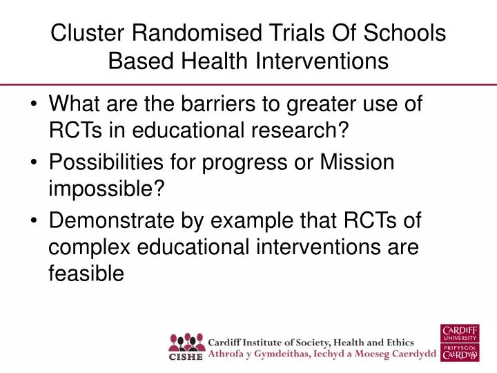 cluster randomised trials of schools based health interventions