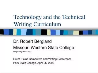 Technology and the Technical Writing Curriculum