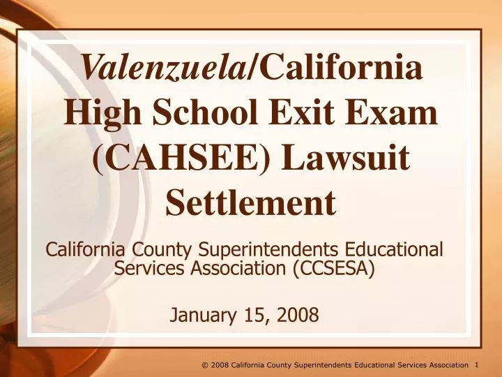 valenzuela california high school exit exam cahsee lawsuit settlement
