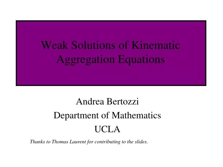 weak solutions of kinematic aggregation equations