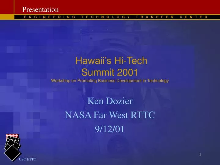hawaii s hi tech summit 2001 workshop on promoting business development in technology