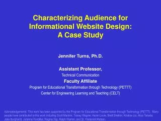 Characterizing Audience for Informational Website Design: A Case Study