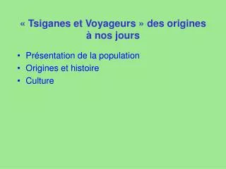 « Tsiganes et Voyageurs » des origines à nos jours