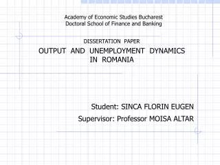 Academy of Economic Studies Bucharest Doctoral School of Finance and Banking