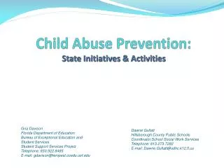 Child Abuse Prevention: State Initiatives &amp; Activities