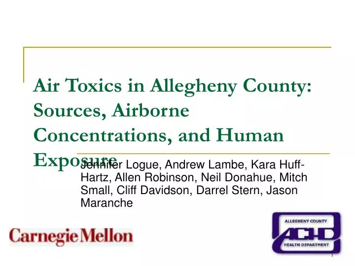 air toxics in allegheny county sources airborne concentrations and human exposure