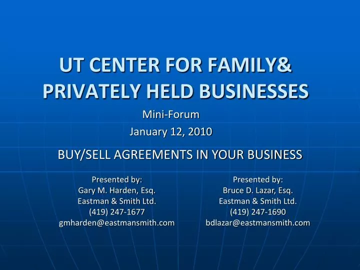 ut center for family privately held businesses