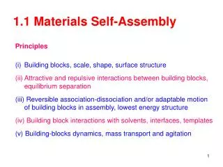 1.1 Materials Self-Assembly