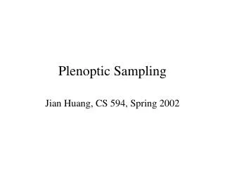 Plenoptic Sampling