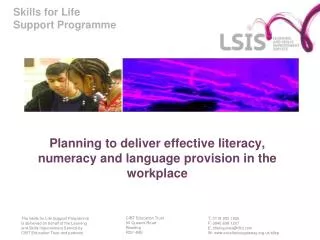 Planning to deliver effective literacy, numeracy and language provision in the workplace