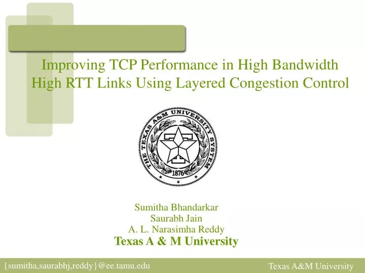 improving tcp performance in high bandwidth high rtt links using layered congestion control