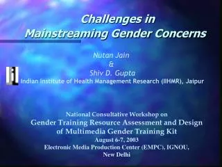 Challenges in Mainstreaming Gender Concerns