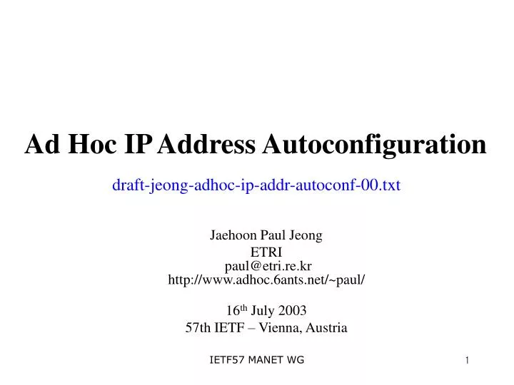 ad hoc ip address autoconfiguration