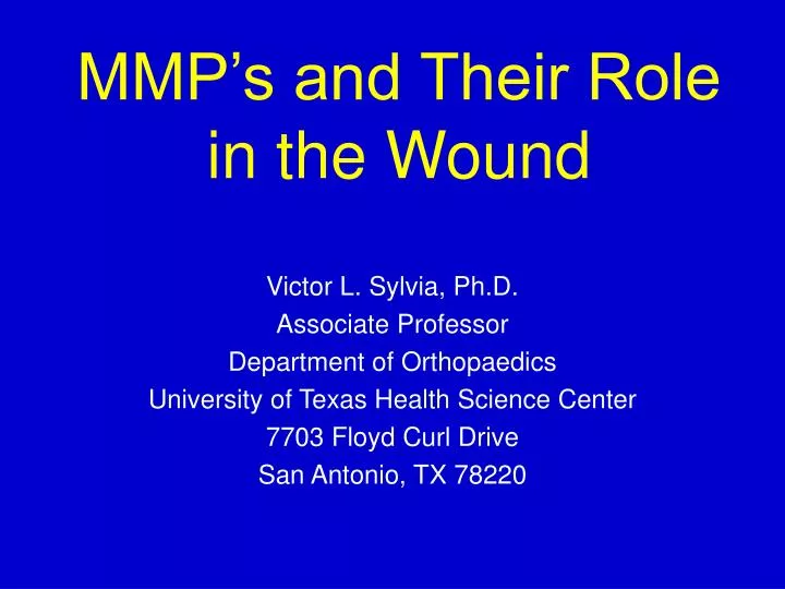 mmp s and their role in the wound
