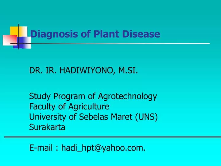 diagnosis of plant disease