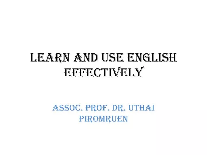 learn and use english effectively