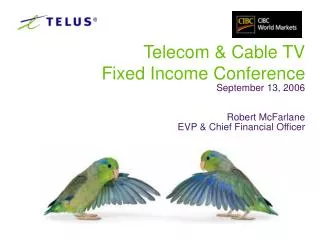Telecom &amp; Cable TV Fixed Income Conference September 13, 2006 Robert McFarlane EVP &amp; Chief Financial Officer
