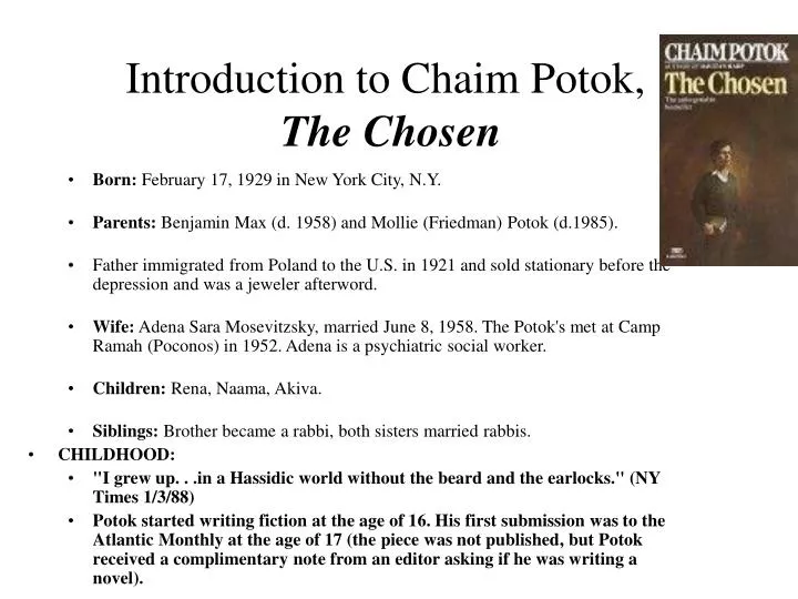 introduction to chaim potok the chosen