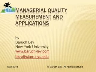 Managerial Quality Measurement and Applications