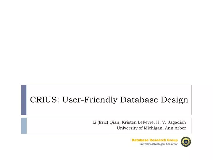 crius user friendly database design