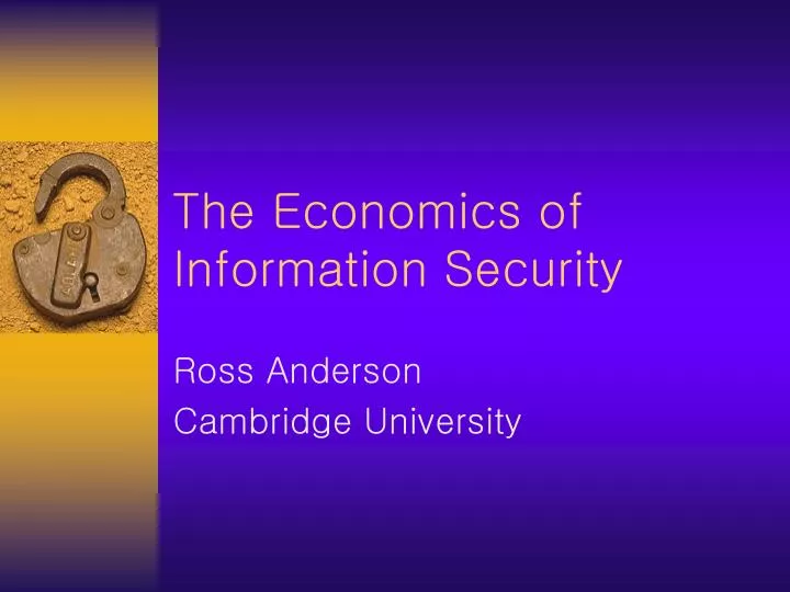 the economics of information security