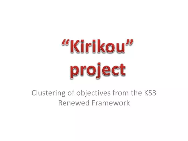 clustering of objectives from the ks3 renewed framework