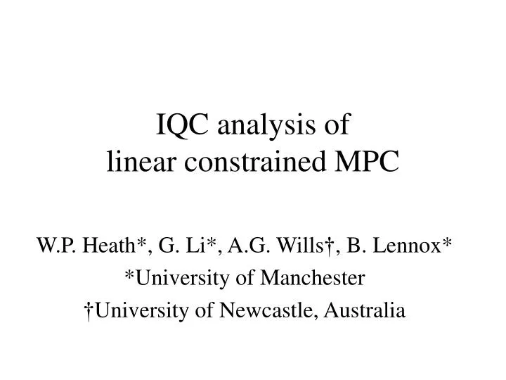 iqc analysis of linear constrained mpc