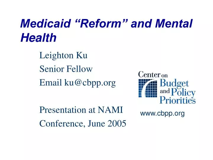 medicaid reform and mental health