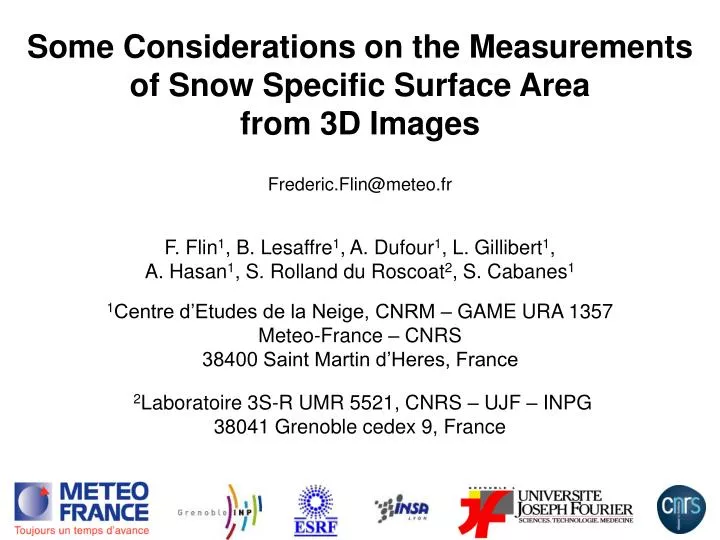 some considerations on the measurements of snow specific surface area from 3d images
