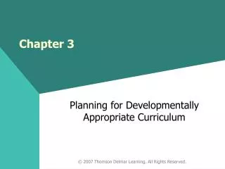 Planning for Developmentally Appropriate Curriculum