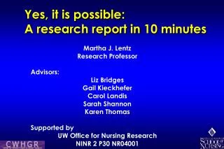 Yes, it is possible: A research report in 10 minutes