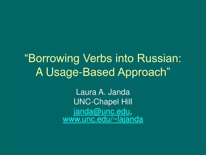 borrowing verbs into russian a usage based approach