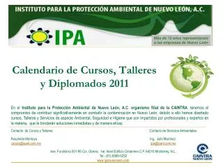 Calendario de Cursos, Talleres y Diplomados 2011