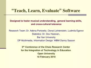 “ Teach, Learn, Evaluate ” Software