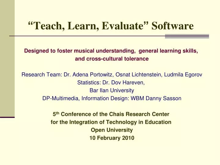 teach learn evaluate software