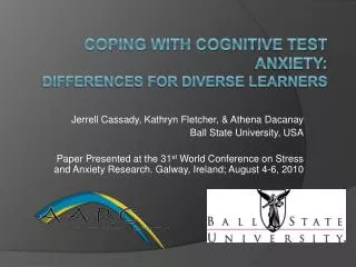Coping with Cognitive Test Anxiety: Differences for Diverse Learners