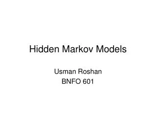 Hidden Markov Models