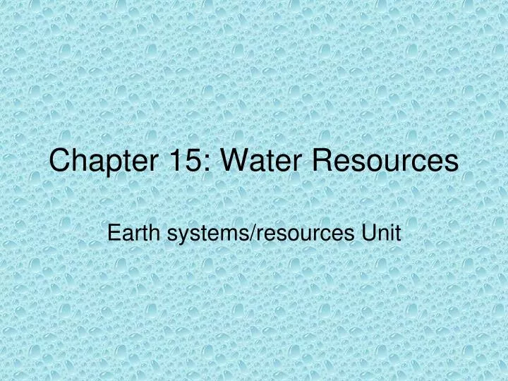 chapter 15 water resources
