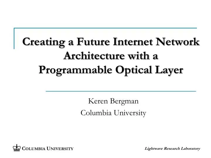 creating a future internet network architecture with a programmable optical layer