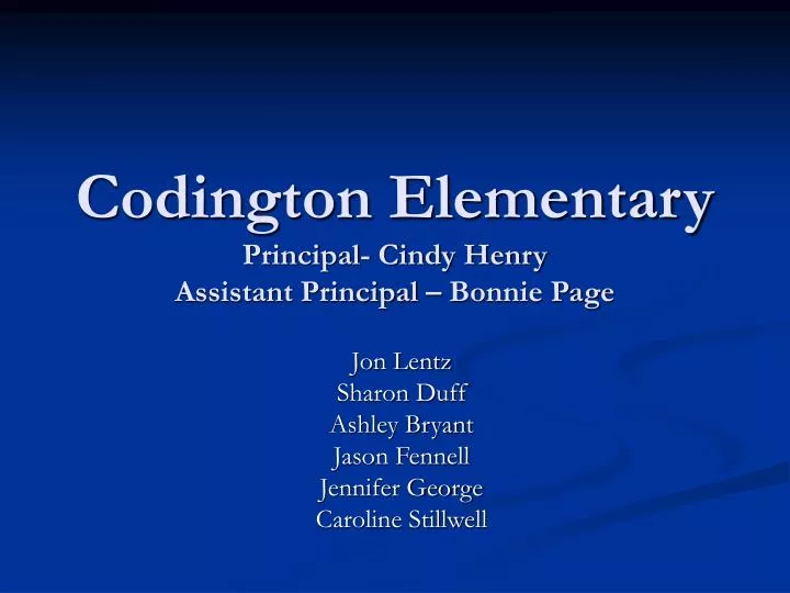 codington elementary principal cindy henry assistant principal bonnie page