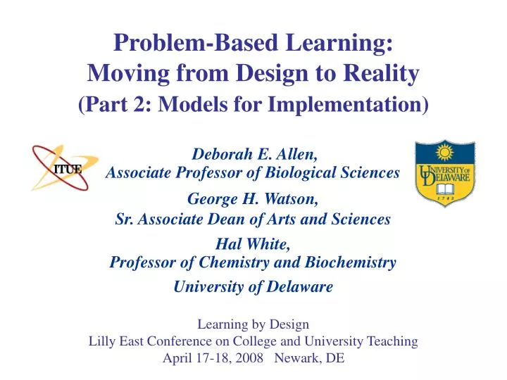 problem based learning moving from design to reality part 2 models for implementation