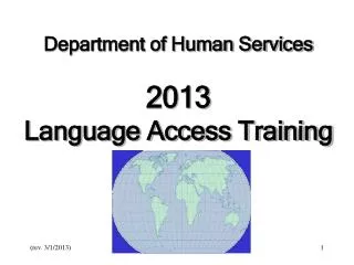 Department of Human Services 2013 Language Access Training