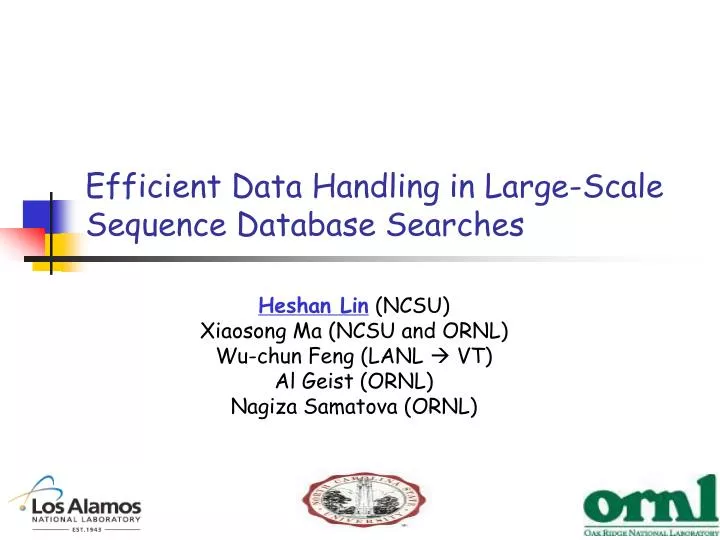 efficient data handling in large scale sequence database searches