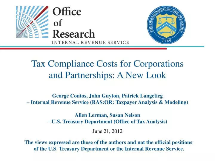 tax compliance costs for corporations and partnerships a new look