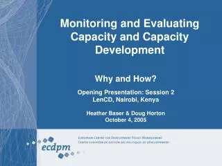 Monitoring and Evaluating Capacity and Capacity Development