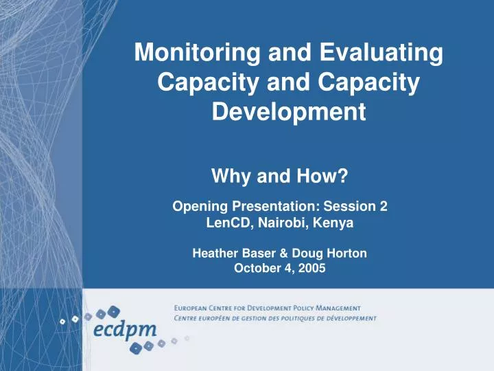 monitoring and evaluating capacity and capacity development