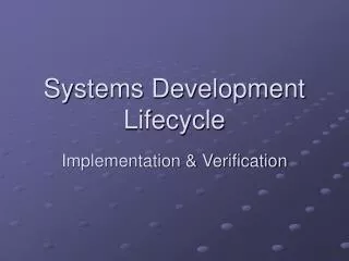 Systems Development Lifecycle