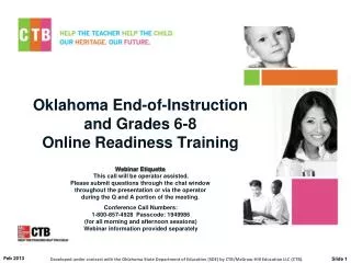 Oklahoma End-of-Instruction and Grades 6-8 Online Readiness Training